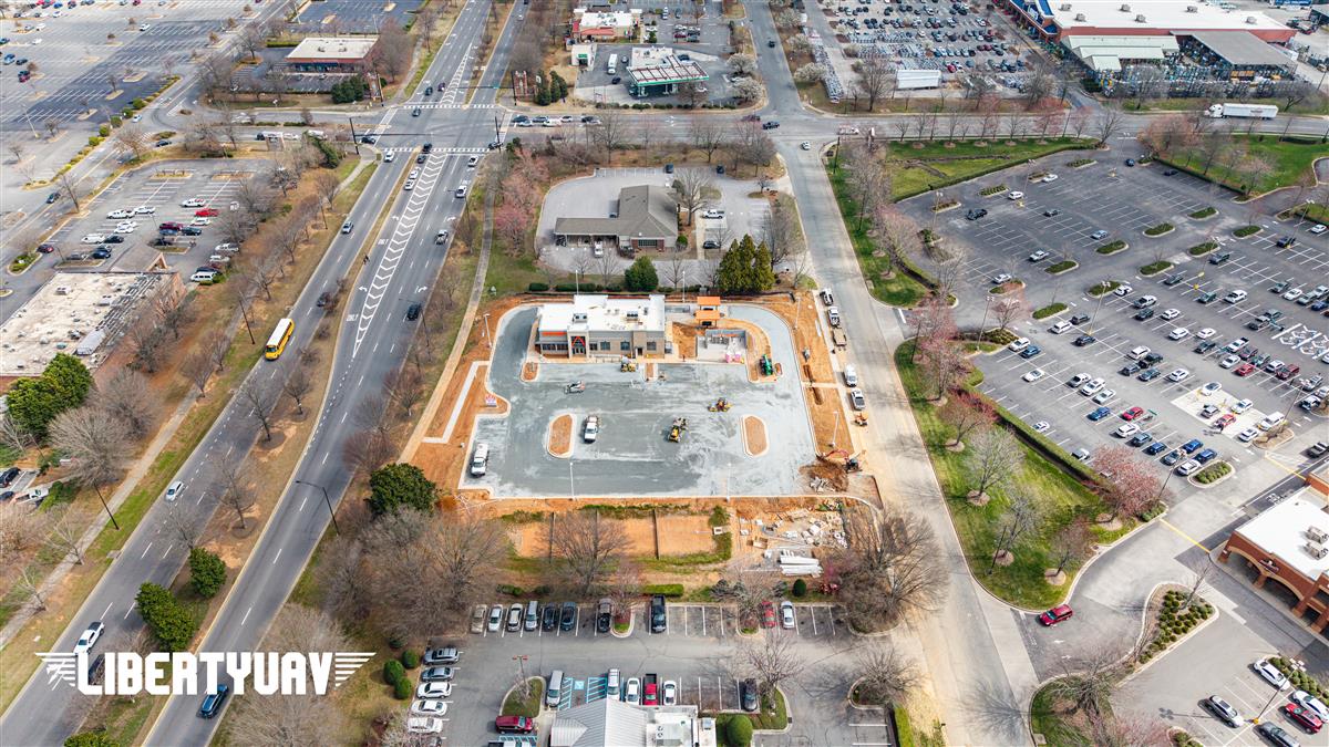 Whataburger construction progress in Rock Hill viewed from above